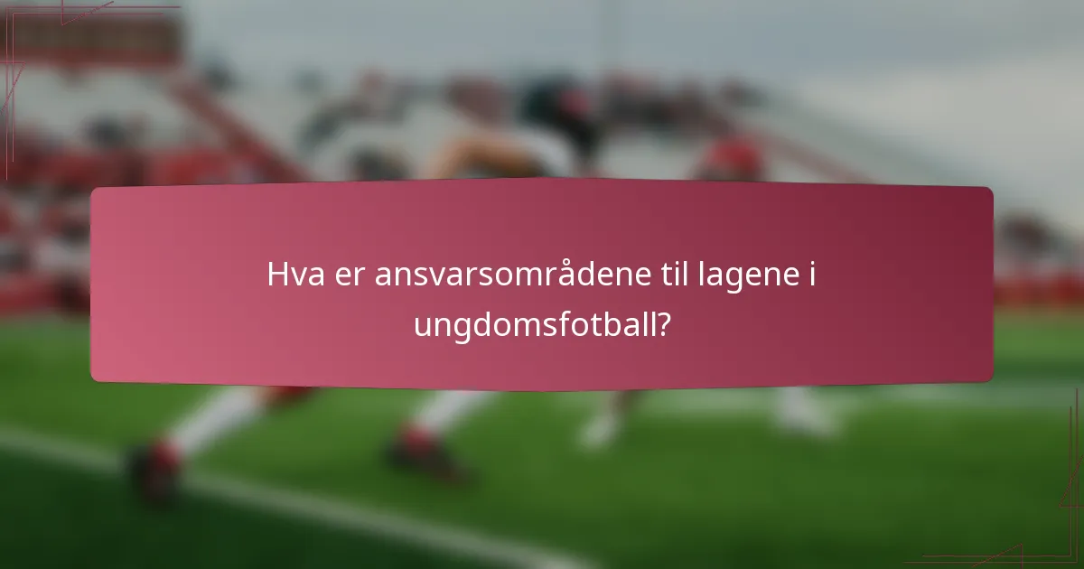 Hva er ansvarsområdene til lagene i ungdomsfotball?