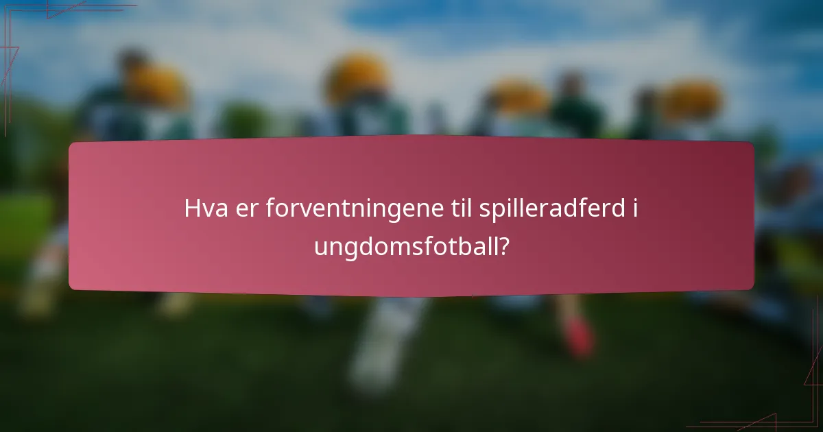 Hva er forventningene til spilleradferd i ungdomsfotball?