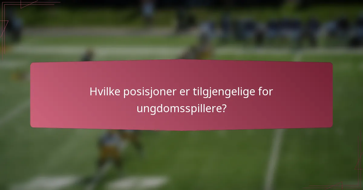 Hvilke posisjoner er tilgjengelige for ungdomsspillere?