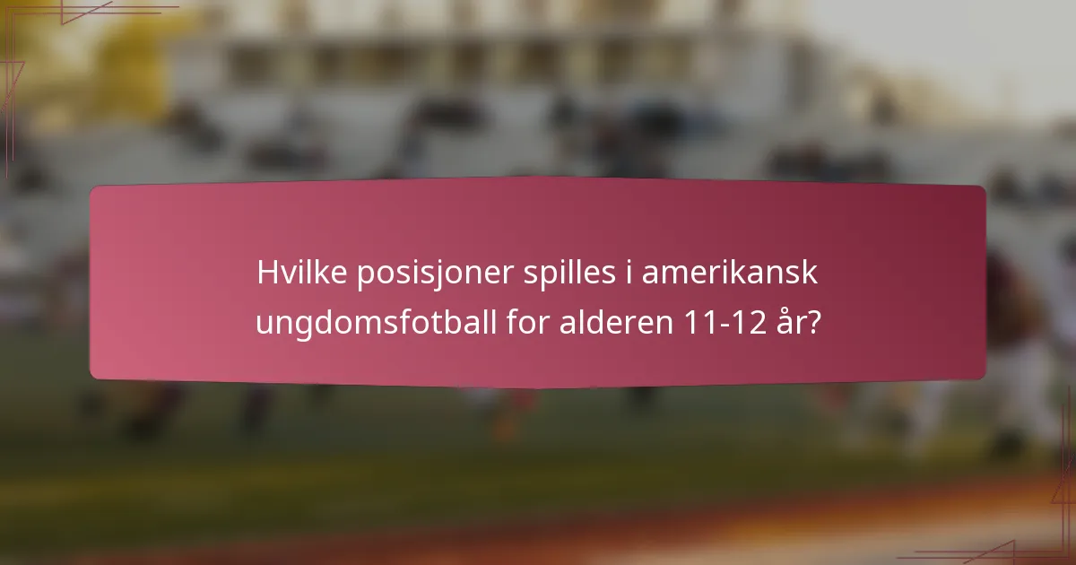 Hvilke posisjoner spilles i amerikansk ungdomsfotball for alderen 11-12 år?